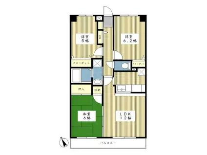 メゾンボヌール(3LDK/2階)の間取り写真
