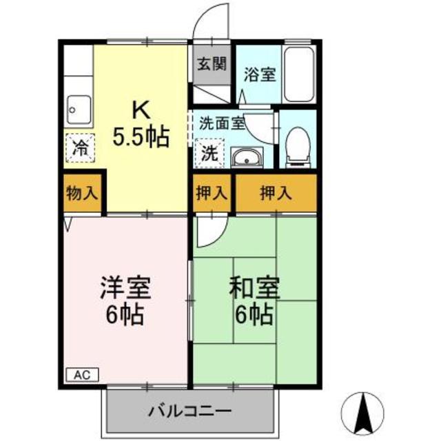 エントピア新秋津B棟(2K/2階)の間取り写真