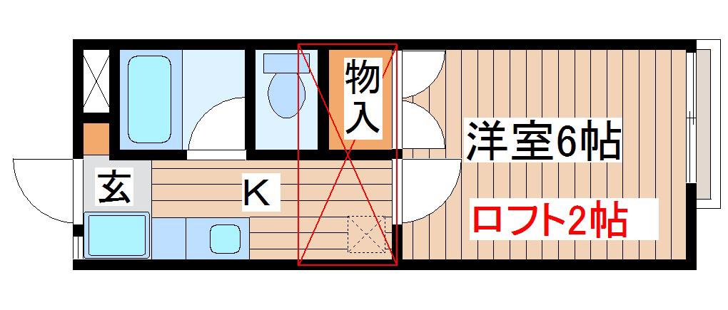 ソレアード六丁目(1K/2階)の間取り写真