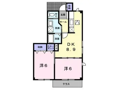 セントラル ヴィレッジA(2DK/1階)の間取り写真