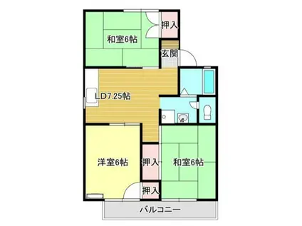 フィルボナール(3DK/2階)の間取り写真