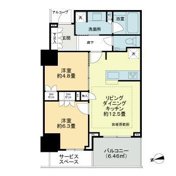 プラウドタワー芝浦(2LDK/5階)の間取り写真