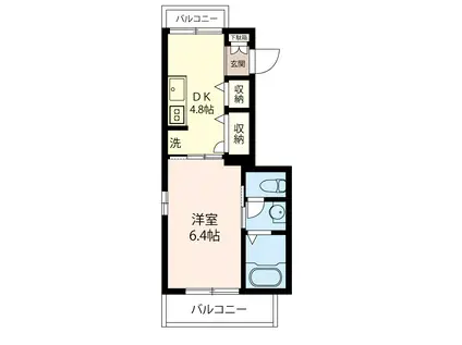 ハッピー河田町(1K/1階)の間取り写真