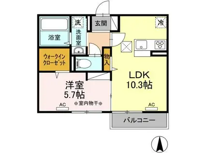 ピアニー(1LDK/1階)の間取り写真