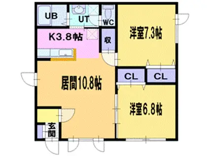 シティハイムルシオン(2LDK/2階)の間取り写真