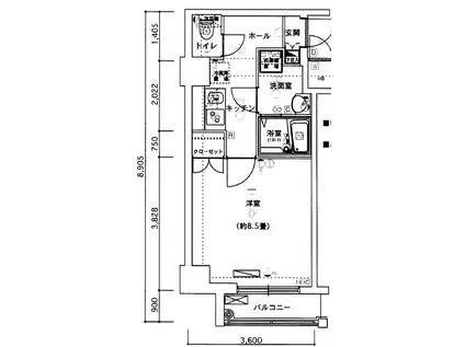 ヴィーダ♯033(1K/5階)の間取り写真