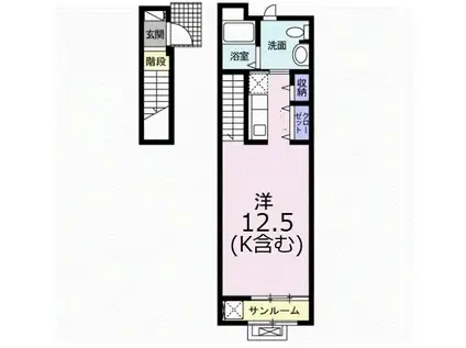 アザレアガーデンI(ワンルーム/2階)の間取り写真