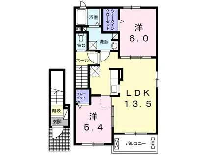 ディープバレ-I(2LDK/2階)の間取り写真