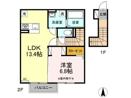 REH INSEL IWAKI(1LDK/2階)の間取り写真