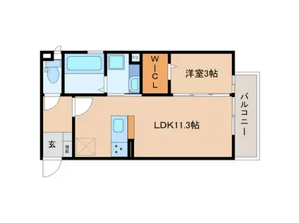 アヴェニール(1LDK/2階)の間取り写真