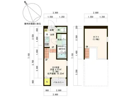 コンフォート和白東(1K/1階)の間取り写真