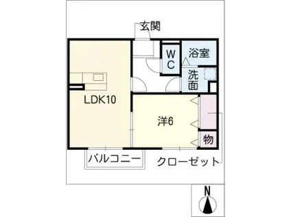 コートハウス岐陽II C(1LDK/1階)の間取り写真