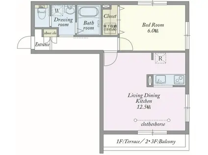ウィン南六郷(1LDK/1階)の間取り写真