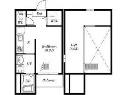 ハイツLLH(ワンルーム/2階)の間取り写真