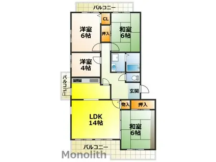 泉北城山台2丁12号棟(4LDK/4階)の間取り写真