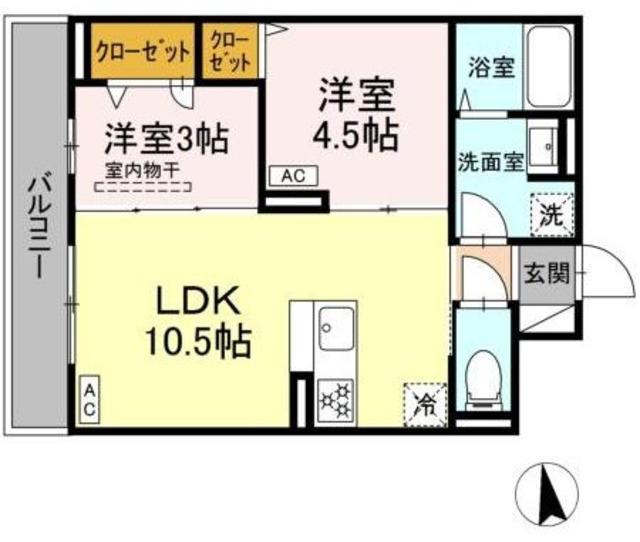 セレスティア新小岩(2LDK/3階)の間取り写真