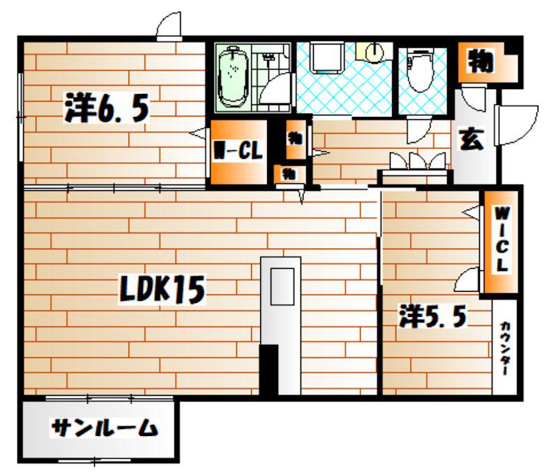 シャーメゾン華みずき(2LDK/1階)の間取り写真