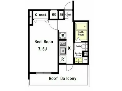 プレールドゥーク新高円寺(1K/4階)の間取り写真