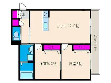 ブランシール(2LDK/2階)の間取り写真