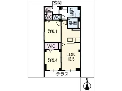 エクセルシオールナゴヤ(2LDK/1階)の間取り写真