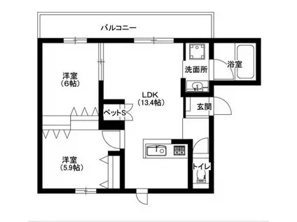 ウインド バリー(2LDK/3階)の間取り写真