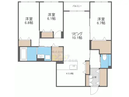 グランメールキャラック(3LDK/3階)の間取り写真