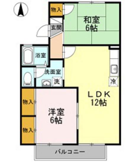 コスメティックスオオフクH棟(2LDK/2階)の間取り写真