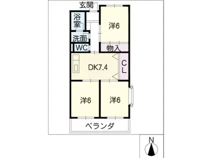 スカーレット(3DK/2階)の間取り写真