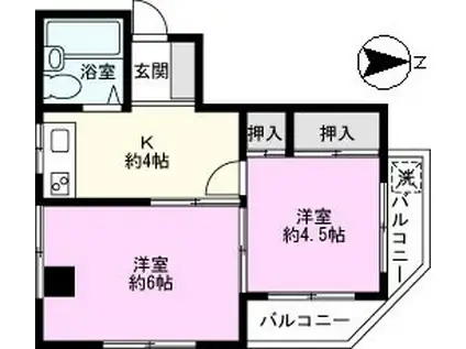 山越コーポ(2K/2階)の間取り写真