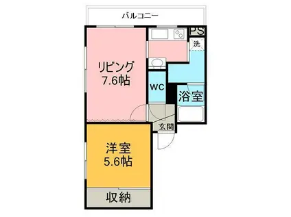 コーポリバーサイド(1LDK/3階)の間取り写真