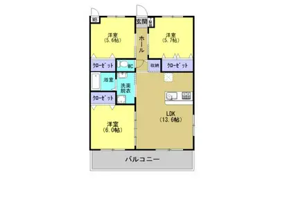 プリュネ願成寺(3LDK/2階)の間取り写真