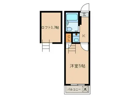 HEBRON(1K/1階)の間取り写真