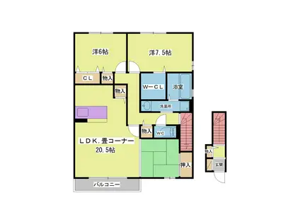 ヴェールトワ(2LDK/2階)の間取り写真
