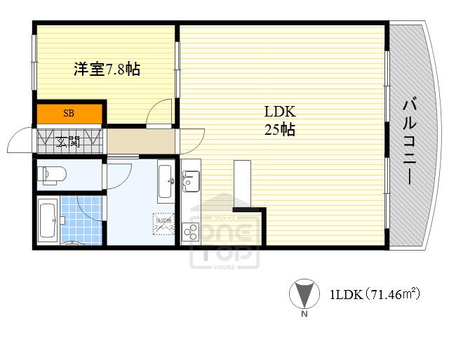 アパルトマン北千里(1LDK/6階)の間取り写真