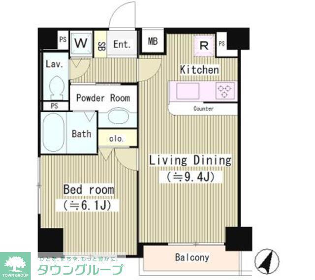 メインステージ日本橋人形町(1LDK/12階)の間取り写真