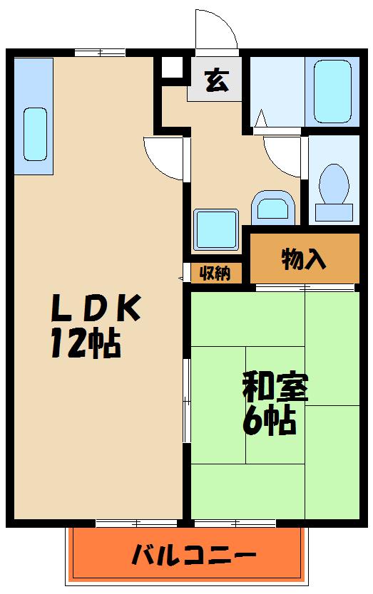 ハイツデアイ(1LDK/1階)の間取り写真