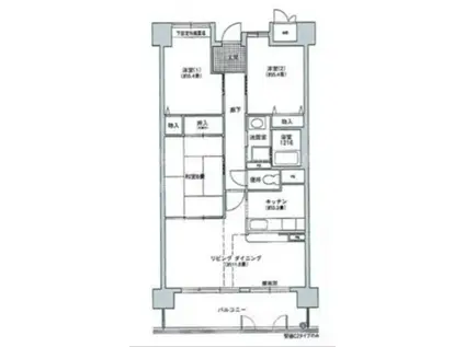 コーシャハイツ港2号棟(3LDK/9階)の間取り写真