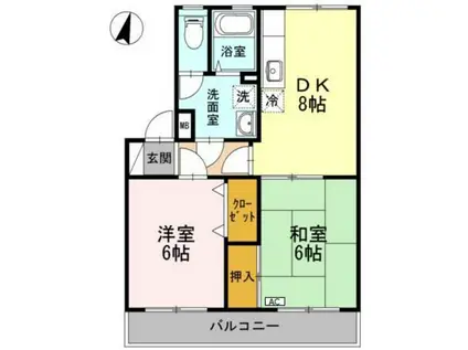 レコルト福田I(2DK/3階)の間取り写真