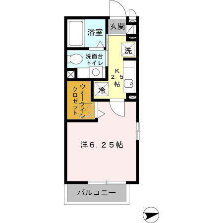 グランモア柳川AB(1K/1階)の間取り写真