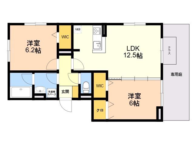 D-ROOM原町駅南(2LDK/1階)の間取り写真