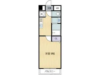 グーテンターク富田(1K/2階)の間取り写真