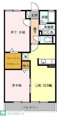 クレスト宇奈根(2LDK/2階)の間取り写真