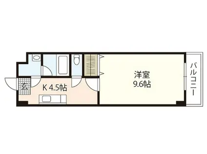 ピアチェーレ皆実(1K/5階)の間取り写真