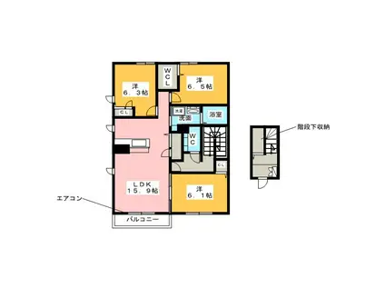 近鉄名古屋線 桑名駅 バス乗車時間:10分 最寄りバス停で下車 徒歩7分 2階建 築12年(3LDK/2階)の間取り写真