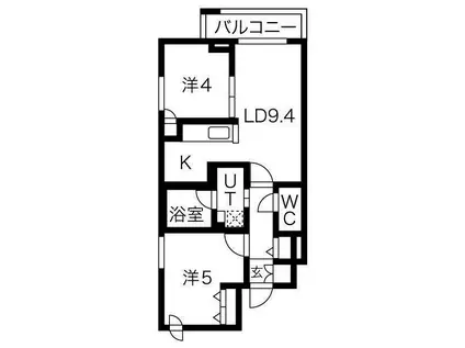 クラッセ札幌シティアクシア・ノーステラス(2LDK/2階)の間取り写真
