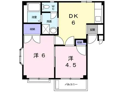 メゾンアイリス II(2DK/2階)の間取り写真