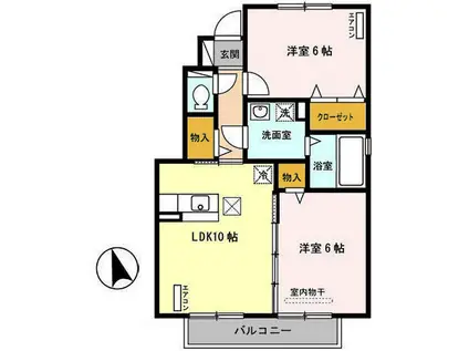 クロシェット A(2LDK/1階)の間取り写真