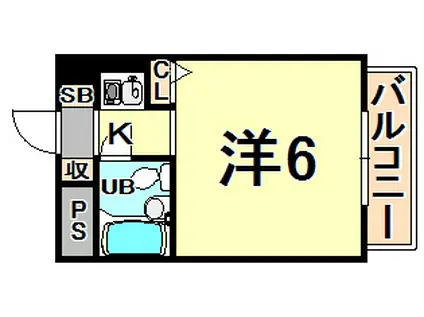猪名寺パークマンションI(ワンルーム/2階)の間取り写真