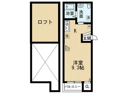 BELTA美野島(ワンルーム/2階)の間取り写真