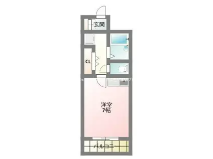 メルべーユ(ワンルーム/2階)の間取り写真